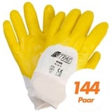 Nitras Nitril-Handschuhe 03400 Nitrilhandschuhe Handschuhe teilbeschichtet - 144 Paar (Spar-Set) gelb 9