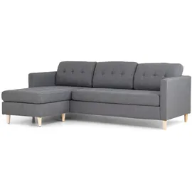 VCM Marino Sofa, Chaiselongsofa Rechts oder Links Gewendet in hellgrauen Stoff mit Holzbeinen.