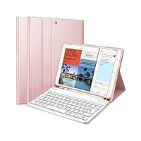 Fintie Tastatur Hülle für iPad Air 10.5" 2019 (3. Generation) / iPad Pro 10.5" 2017, Soft TPU Rückseite Schutzhülle mit Pencil Halter, magnetisch Abnehmbarer QWERTZ Tastatur, Roségold