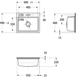 Villeroy & Boch Subway Style 60 S rechts flächenbündig weiß 600 x 510 mm Handbetätigung