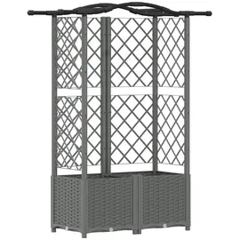 vidaXL Hochbeet Mit Rankgitter Und Dach 122 x 40 x 138 cm Hellgrau