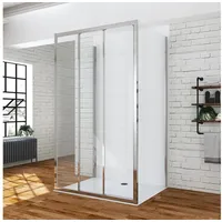 AQUALAVOS Komplettdusche Duschkabine Eckeinstieg U-Form Schwingtür Drehtür mit 2 Seitenwänden, BxT: 110x100 cm, 6 mm klar Einscheibensicherheitsglas (ESG) mit Nanobeschichtung, Eckdusche U Kabine 180° Pendeltür, Tür öffnet nach außen und innen 110 cm x 195 cm x 100 cm