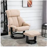 Homcom Relaxsessel mit Liegefunktion Kunstleder 76 x 102 x 80 cm Beige mit Hocker