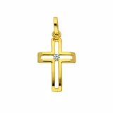Kettenanhänger ADELIA ́S "Kreuzanhänger 333 Gold ( 8K ) mit Zirkonia", gold, Schmuckanhänger, Damen, mit Zirkonia, Gold, Kettenanhänger, Goldanhänger Kreuz