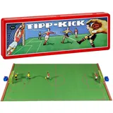 TIPP-KICK Retro 80x47 cm – Das spielfertige Set mit 2X Spieler, 2X Torwart, 2X Metall-Tor, 2X Ball I Spielfeld aus Filz