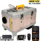 Tragbare Diesel-Luftstandheizung - TB10 - 8 kW - DC 12 V & AC 110–240 V - Bluetooth-App & LCD - Höhenmodus - Selbstreinigung - Für 20–25 m2 ... - Schwarz