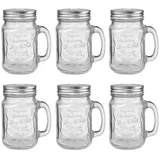 Butlers 6x Trinkgläser Mason mit Deckel 450ml