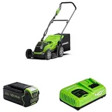 Greenworks Akku-Rasenmäher 40V 35cm Inkl. Akku 4 Ah und Schnellladegerät, bis zu 400 m2 Mulchen 40 l 5-fach höhenverstellbar G40LM35K4