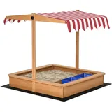 Outsunny Sandkasten gelb Holz 107.5x110x107.5 cm Outdoor Spielzeug, Sandkästen