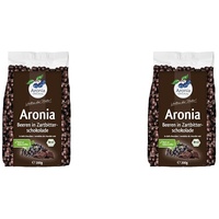 Aronia ORIGINAL Bio Aroniabeeren in Zartbitterschokolade 200 g | Schonend getrocknete Beeren | Mit Rohrohrzucker gesüßt, ohne Konservierungsstoffe (lt. Gesetz) (Packung mit 2)