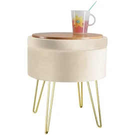 Tectake tectake® Sitzhocker mit Stauraum, rund, gepolstert, in Samtoptik