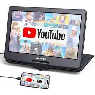 GOnavidio 17,9'' Tragbarer DVD Player mit 15,6 Zoll Bildschirm, 6 Stunden wiederaufladbarer Akku, Kinder TV unterstützt HDMI-Eingang, letzter Speicher, Regionsfrei, USB/TF-Karte (Klavierschwarz)