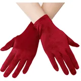 EORUBE Kurze Opernhandschuhe aus Satin für Frauen, Handgelenklänge, Bankett-Handschuhe, Teeparty, Halloween, Kostüm-Handschuhe Gr. Einheitsgröße, Smooth 8.6 - Rot - Einheitsgröße