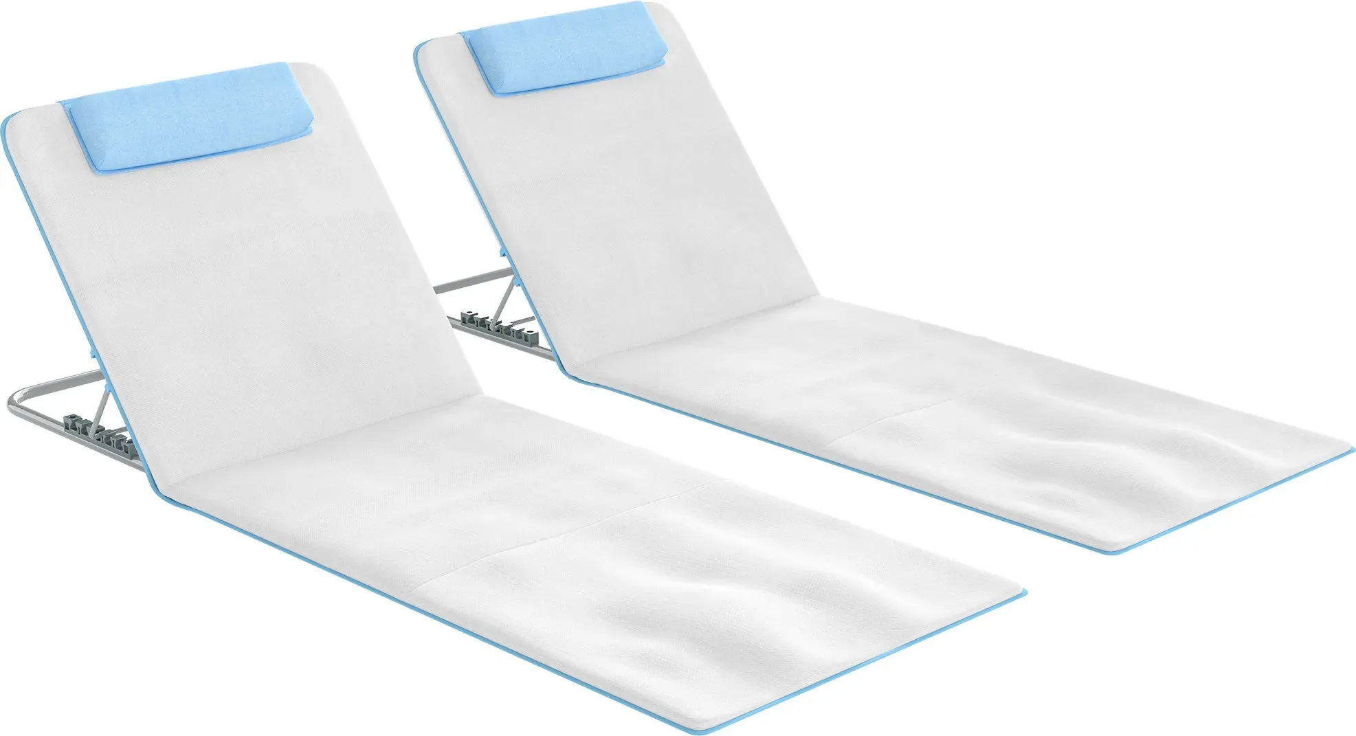 Outsunny Strandmatratze 2er Set faltbar 5-fach höhenverstellbar Stahl Beige 134x48x33-43cm für Komfort am Strand   Aosom.de