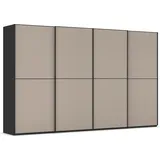 Rauch Schwebetürenschrank RAUCH "Kleiderschrank Schrank Garderobe Schlafzimmerschrank SCALE-DUO", beige (schwarz, glas fango matt, griffleisten schwarz), B:360cm H:223cm T:68cm, Holzwerkstoff, Schränke, Schwebetürenschrank, edle zweigeteilte Türen Glas-Front