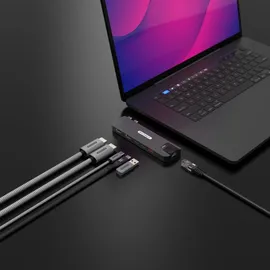 Sitecom 6-in-2-Multiport-Hub für MacBook Pro Schwarz - Schwarz