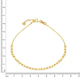 F Fußkette "925/- Sterling Silber vergoldet", gelb, Fußketten, Damen, 23+2,5cm, Silber 925 (Sterlingsilber), glänzend