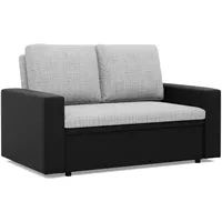 Mebligo - Zweisitzer Sofa Wohnzimmer mit Schlaffunktion, Bettkasten und Kunsteleder 148x90x87 (BxHxT) Grau und Schwarz Luna, Schlafsofa Platzsparend, Schlafcouch, Sofabett, Sofa Bed, Bettsofa