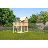 Karibu Spielhaus Frieda mit Anbauplattform 1,25 m Natur
