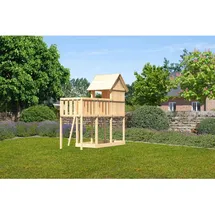 Karibu Spielhaus Frieda mit Anbauplattform 1,25 m Natur