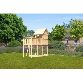 Karibu Spielhaus Frieda mit Anbauplattform 1,25 m Natur
