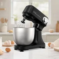 Küchenmaschine mit Knethaken & Rührbesen 300 W 12 Geschwindigkeitsstufen + Pulse-Funktion 4,5 L Knetmaschine Teigmaschine Schwarz - Schwarz
