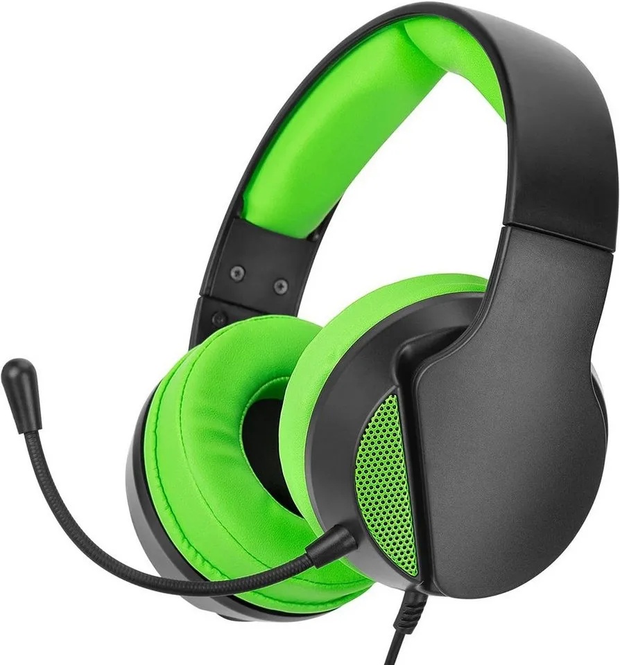 NITHO Janus Gaming Over-Ear Kopfhörer mit Kabel Gaming-Headset (Gaming Headset Over-Ear Kopfhörer, mit Bügelmikrofon, 40-mm-Treiber, 3.5-mm-Audioanschluss) grün