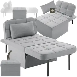 tectake® Schlafhocker, 4 in 1 als Hocker, Sessel, Lounger oder Bett, stabiles Stahlgestell, Belastbarkeit 150 kg