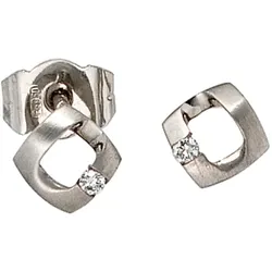 Paar Ohrstecker JOBO, grau (platin 950), Ohrringe, Damen, SI = kleine Einschlüsse, Platin 950-Diamanten, Platin 950, Diamanten, 950 Platin mit 2 Diamanten
