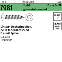 Reyher Blechschraube DIN 7981 3,5 x 22 1000 Stück