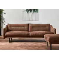 OTTO home 2,5-Sitzer OTTO HOME "Nordfyn", braun (cognac), B:229cm H:81cm T:92cm, Struktur weich (100% Polyester);Luxus-Microfaser Lederoptik (100% Polyester);100% NaturLEDER, Sofas, edles Design in 3 Bezugsqualitäten, Design by Morten Georgsen