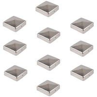 Baumarktplus 10x Pfostenkappe Edelstahl - Kupfer - verzinkt - Pyramide Abdeckkappe für Pfosten 9 x 9 cm
