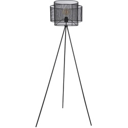 Stehlampe Stativleuchte Metall Stehleuchte schwarz Deckenfluter rund Käfig Wohnzimmer, Metall, Fassung 1x E27, DxH 60x150 cm
