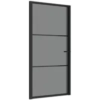 vidaXL Innentür 102,5x201,5 cm Schwarz ESG-Glas und Aluminium