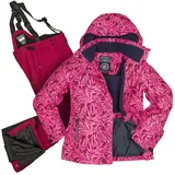 Killtec Skianzug Mädchen Skijacke pink gemustert + Skihose bordeaux, verschweißte Nähte rosa 164