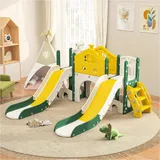 Kleinkind Rutsche Set, 7 in 1 Kinder Indoor Rutsche für Kleinkind 1-3, Kleinkind Rutsche Spielset mit Teleskop, 2 Baby Indoor Rutschen Kleinkind Spielplatz (2 Rutschen)