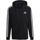 adidas Essentials Fleece 3-Streifen Kapuzenjacke Herren GK9051 - black M