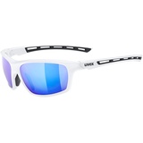 Uvex sportstyle 229 Sportbrille für Damen und Herren - verspiegelt - druckfreier Tragekomfort & perfekter Halt - white/mirror blue - one size
