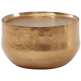 Wohnling Couchtisch Aluminium Gold 60x60x35 cm Wohnzimmertisch Hammerschlag, Designer Sofatisch Rund Alu Orientalisch, Runder Kaffeetisch Metall Klein - Gold