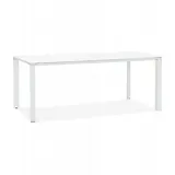 KADIMA DESIGN Besprechungstisch XLINE Metall Glas | Designer Esstisch mit Chrom Akzenten | Moderner Konferenztisch Weiß | Minimalistisch | 200x100x73 cm Arbeitszimmer, Schreibtische, Bürotische