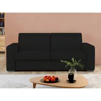 vente-unique Vente-unique-Schlafsofa mit Matratze 3-Sitzer - 100% Büffelleder - schwarz - Matratze 22 cm - DELECTEA II