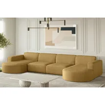 Fun Möbel Wohnlandschaft U-Form Sofa PALMA XL in Stoff Scala Senfgelb - Gelb