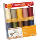Gütermann Nähfaden-Set mit 10 Spulen Baumwolle 100 m in verschiedenen Farben