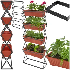 Tectake Vertikalbeet, mit 4 Kästen 52x21x127cm - braun