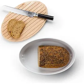 Continenta Brottopf mit Holzdeckel oval 27 cm weiß