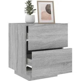 vidaXL Nachttische mit LED-Leuchten 2 Stk. Grau Sonoma Holzwerkstoff