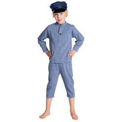 Maskworld Kostüm Michel aus Lönneberga Kinderkostüm, Kostüm für freche Jungs aus robusten Naturmaterialien blau 134-140