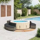 vidaXL Whirlpool-Umrandung Grau Poly Rattan und Massivholz Akazie