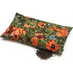 Hayka Kissen 50 x 30 cm Mohnblumen mit Füllung aus Buchweizenschalen