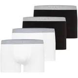 Hanro Cotton Essentials Boxershorts Schwarz / Weiß S 4er Pack